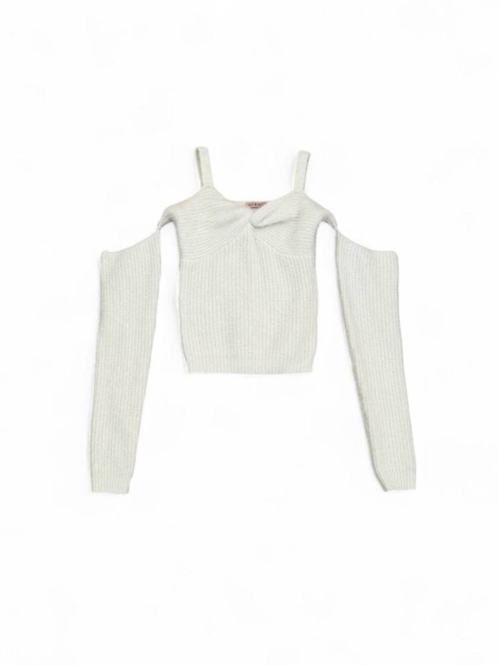 Hot & Delicious Off-Shoulder Knit Crop Sweater in Cream